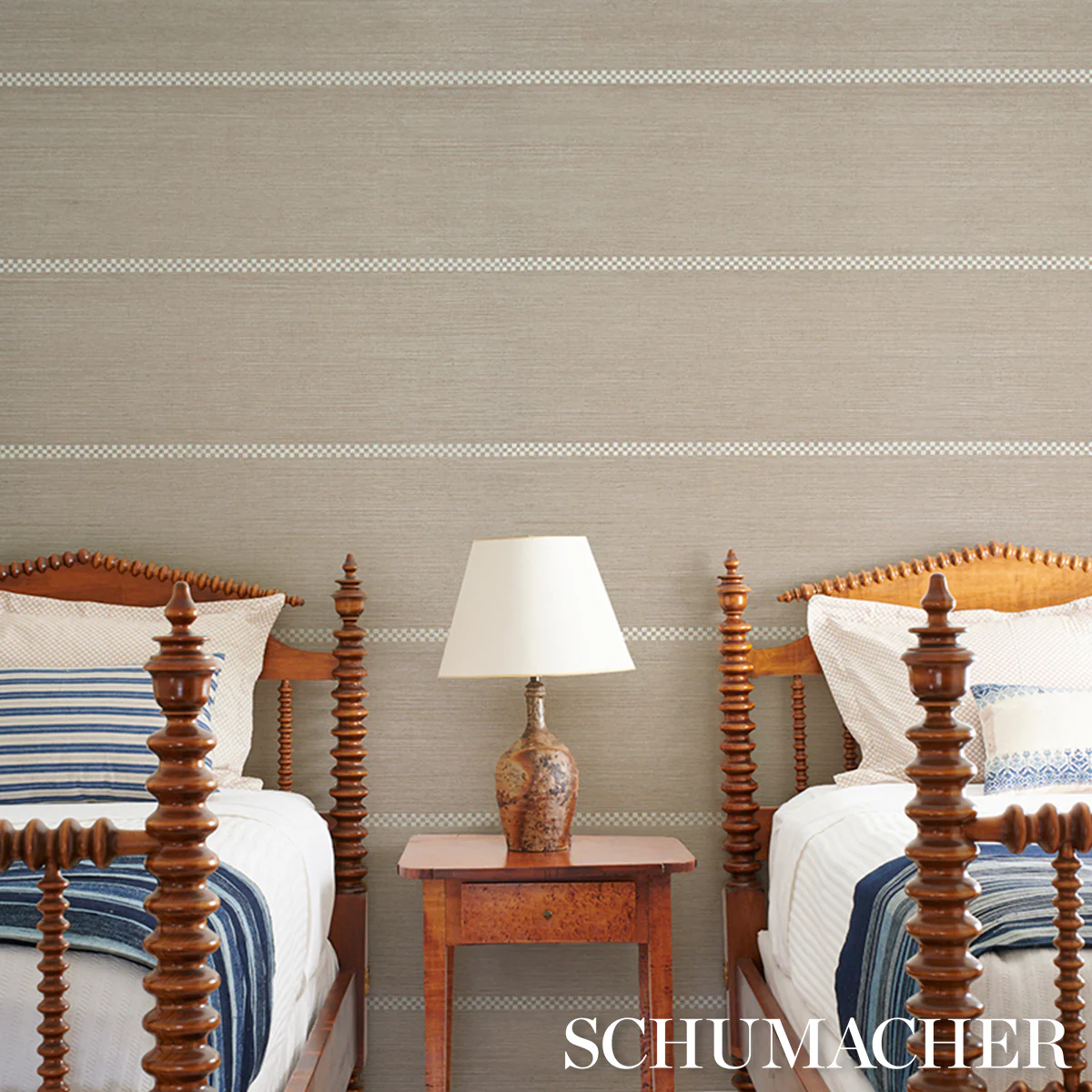 5016750 | Checkered Stripe Sisal, Flax - Schumacher Wallpaper - Image 5