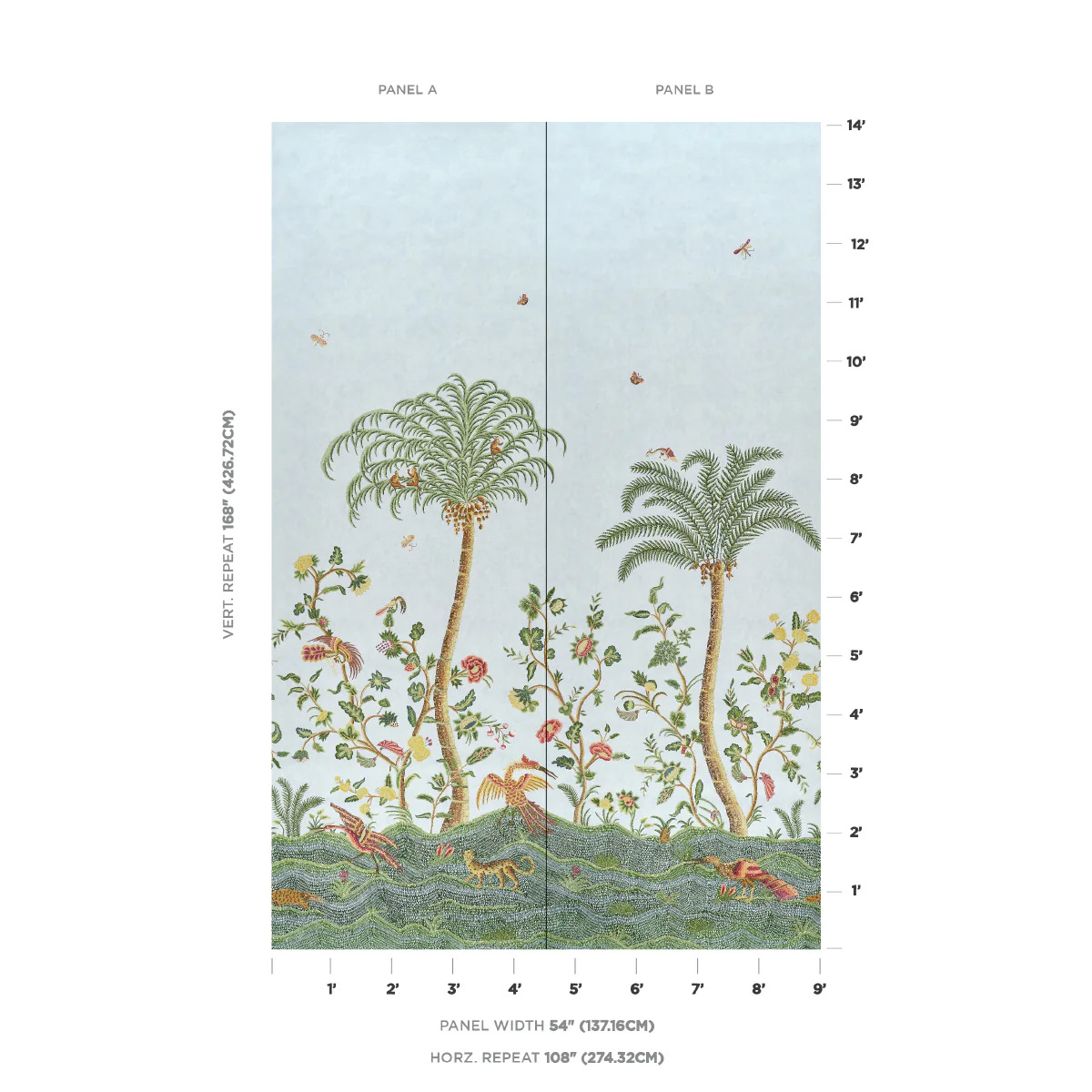 5017322 | Spotswood Crewel 2 Panel Set, Sky - Schumacher Wallpaper - Image 3
