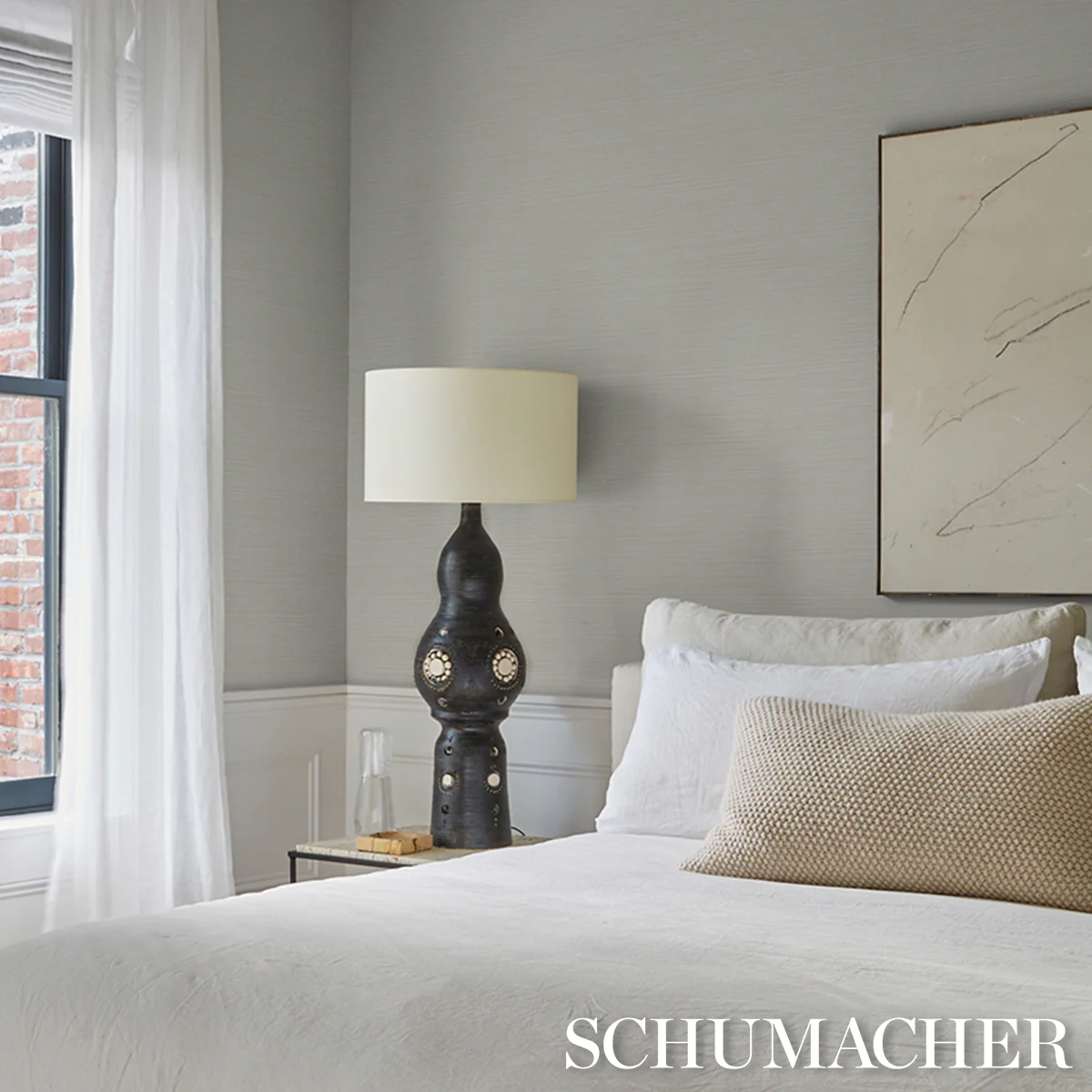 5017480 | Abaca Fine Weave Vinyl, Natural - Schumacher Wallpaper - Image 4
