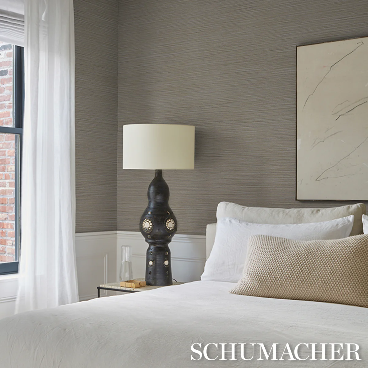 5017483 | Abaca Fine Weave Vinyl, Taupe - Schumacher Wallpaper - Image 5