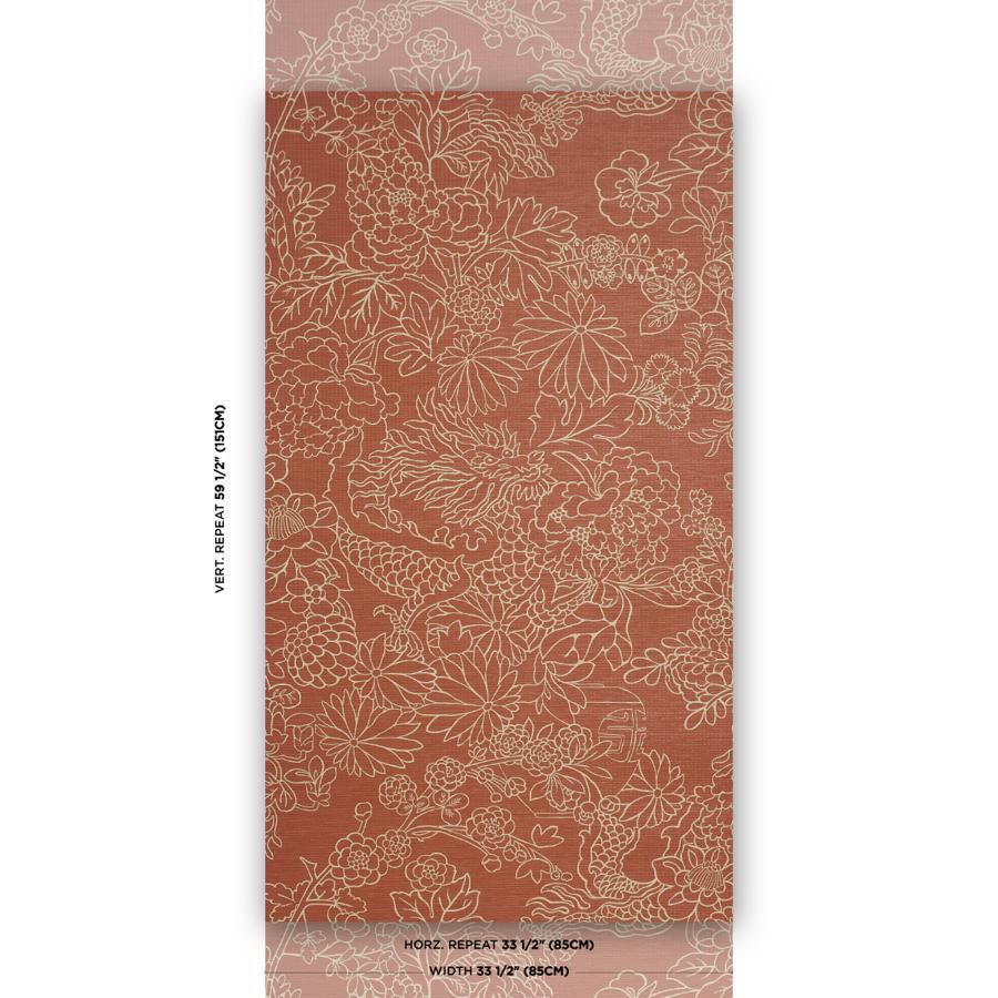 5017620 | Chiang Mai Dragon Silhouette Raffia, Terracotta - Schumacher Wallpaper - Image 2