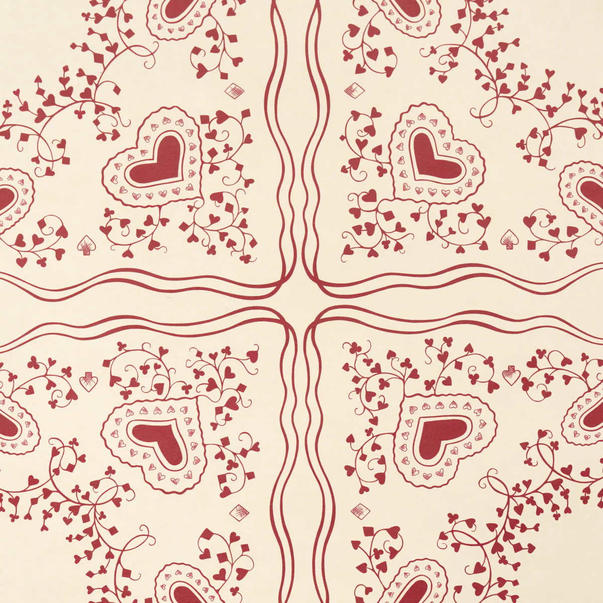5017861 | Garden Of Hearts, Red - Schumacher Wallpaper - Image 3