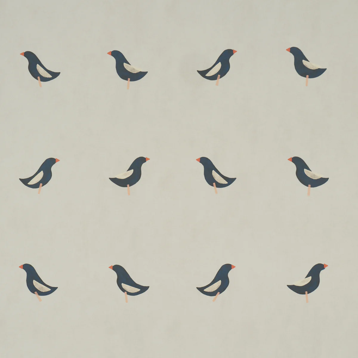 5017890 | Birds Print, Black On Natural - Schumacher Wallpaper