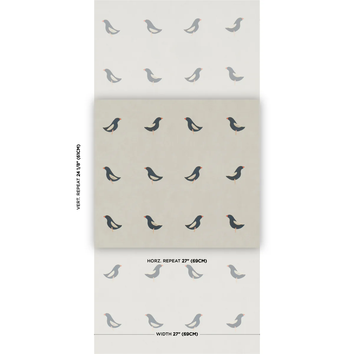 5017890 | Birds Print, Black On Natural - Schumacher Wallpaper - Image 2