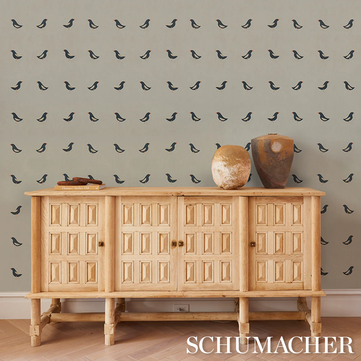 5017890 | Birds Print, Black On Natural - Schumacher Wallpaper - Image 6