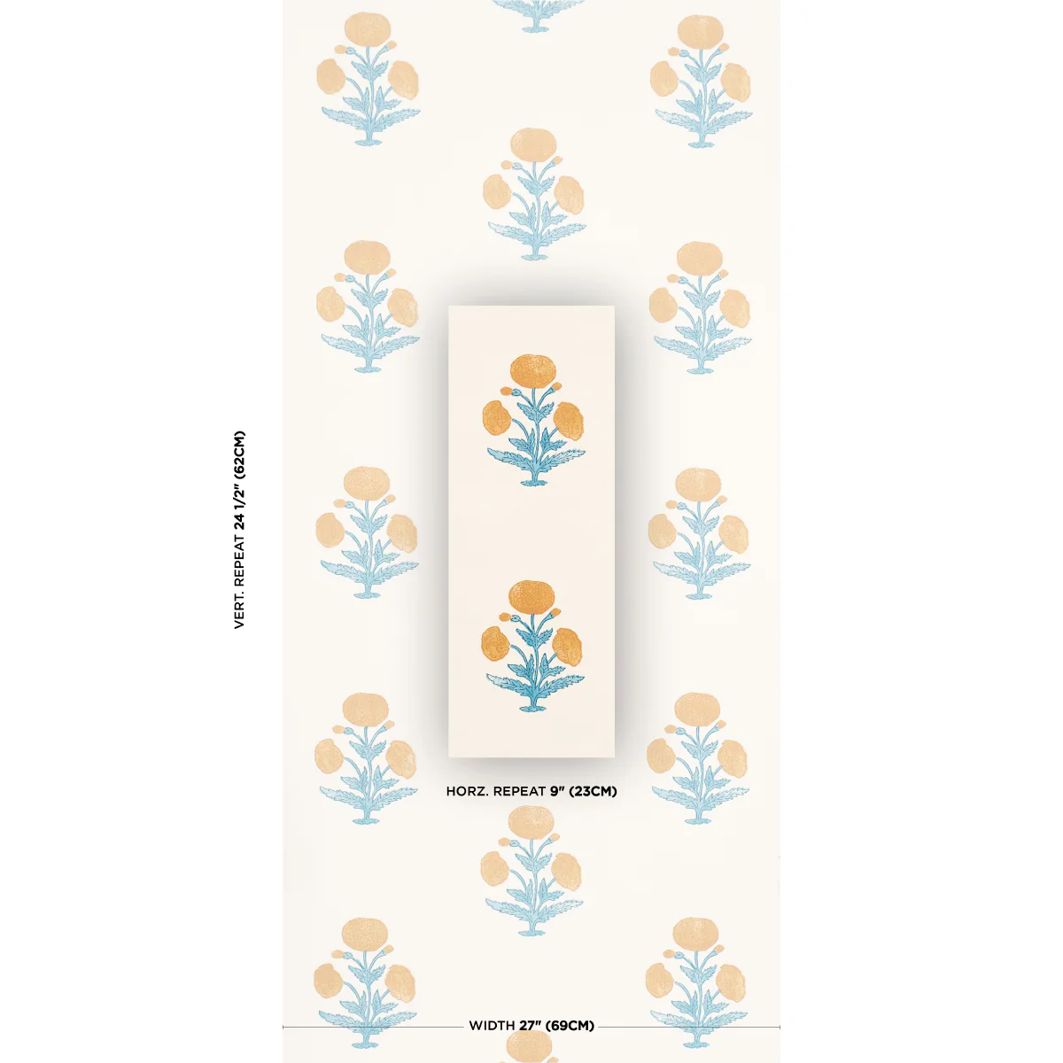 5017981 | Poppy Print, Mustard & Sky - Schumacher Wallpaper - Image 2