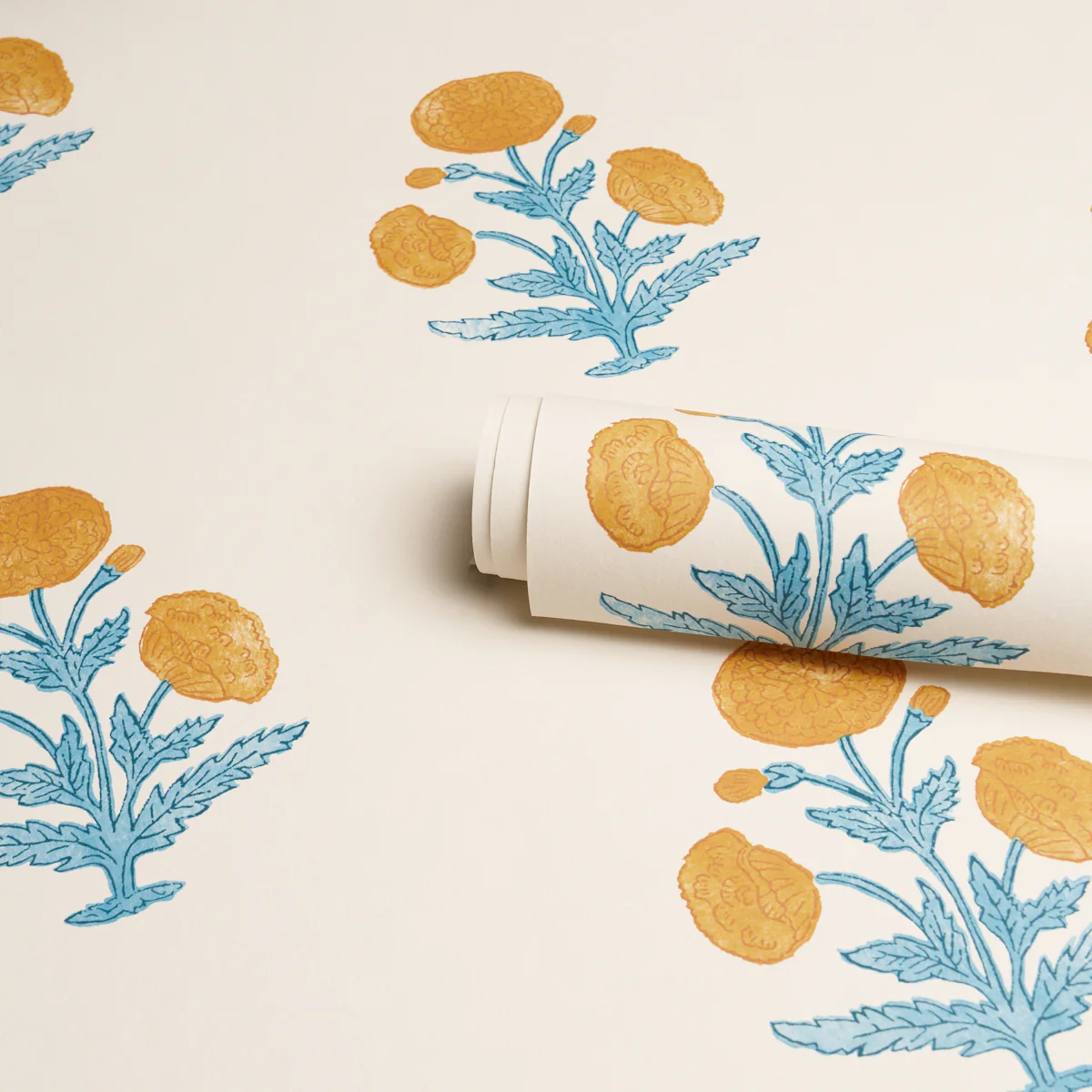 5017981 | Poppy Print, Mustard & Sky - Schumacher Wallpaper - Image 4