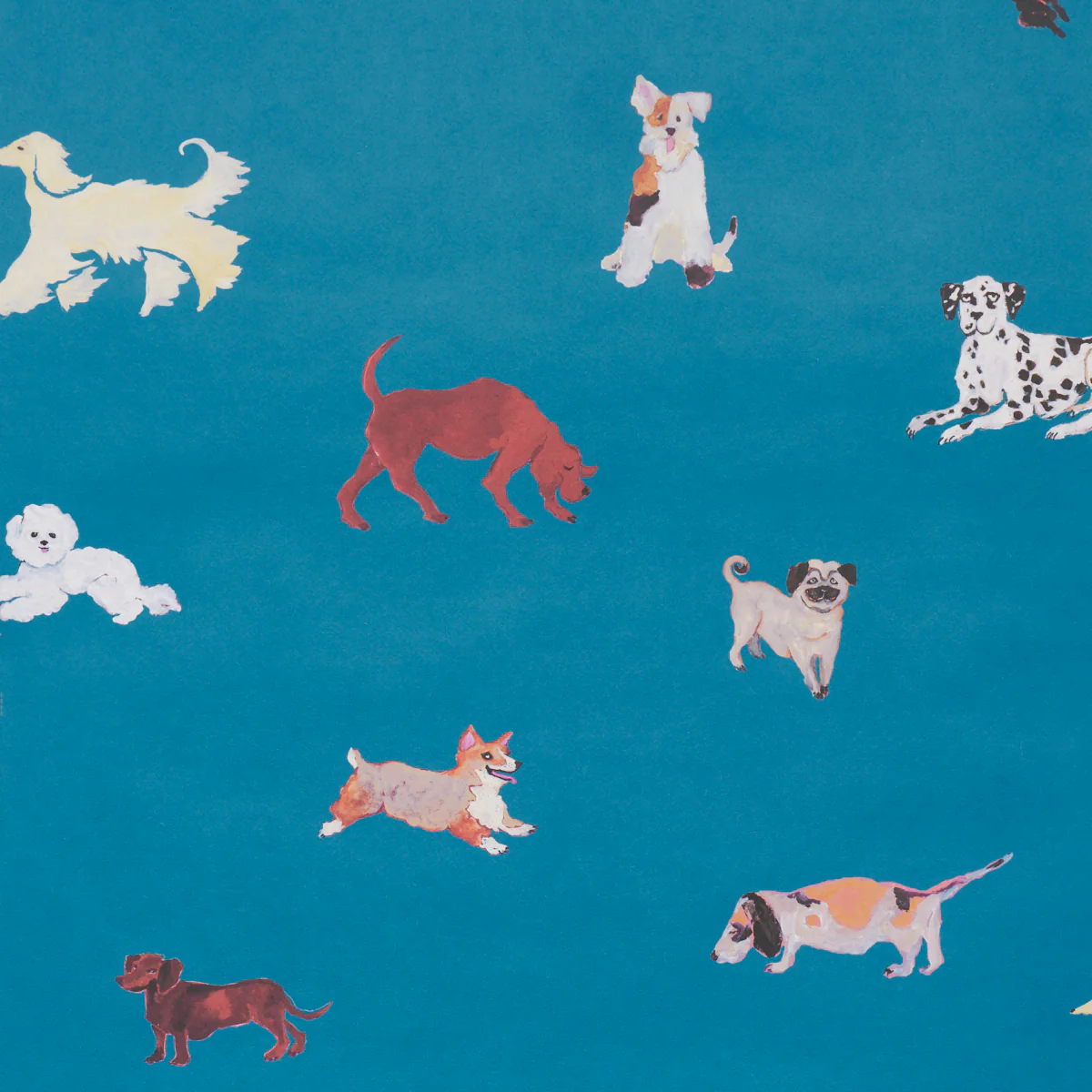 5018081 | Dogs, Cerulean - Schumacher Wallpaper