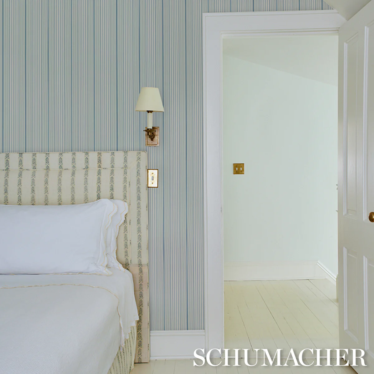 5018181 | Audrey Stripe, Blues - Schumacher Wallpaper - Image 6
