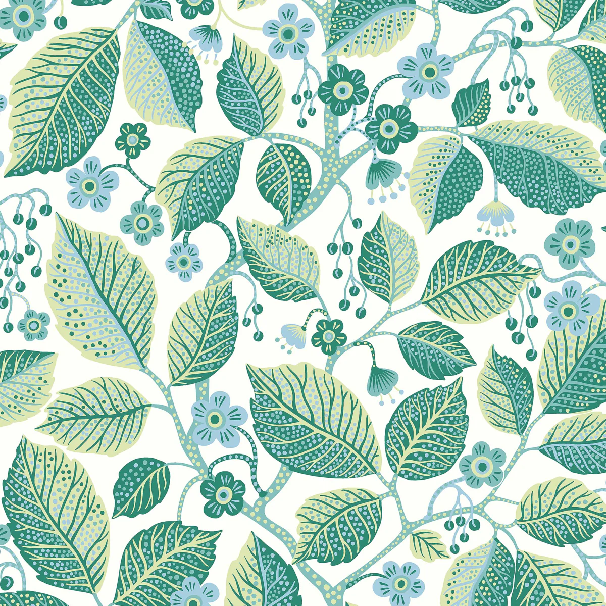 7784 | Elm Tree, Blue And Green - Borastapeter Wallpaper