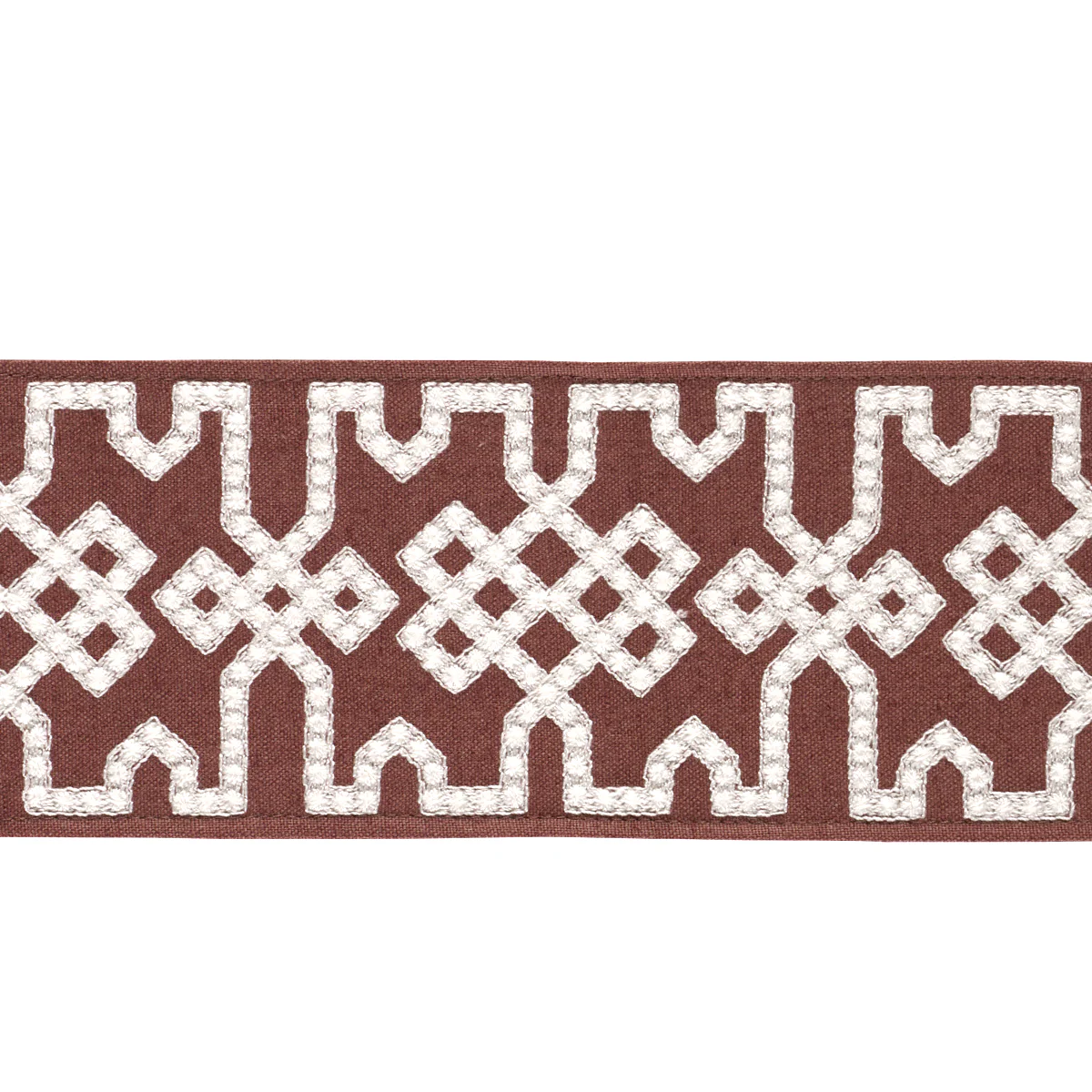 80886 | Knotted Trellis Tape, Grey On Brown - Schumacher Trim