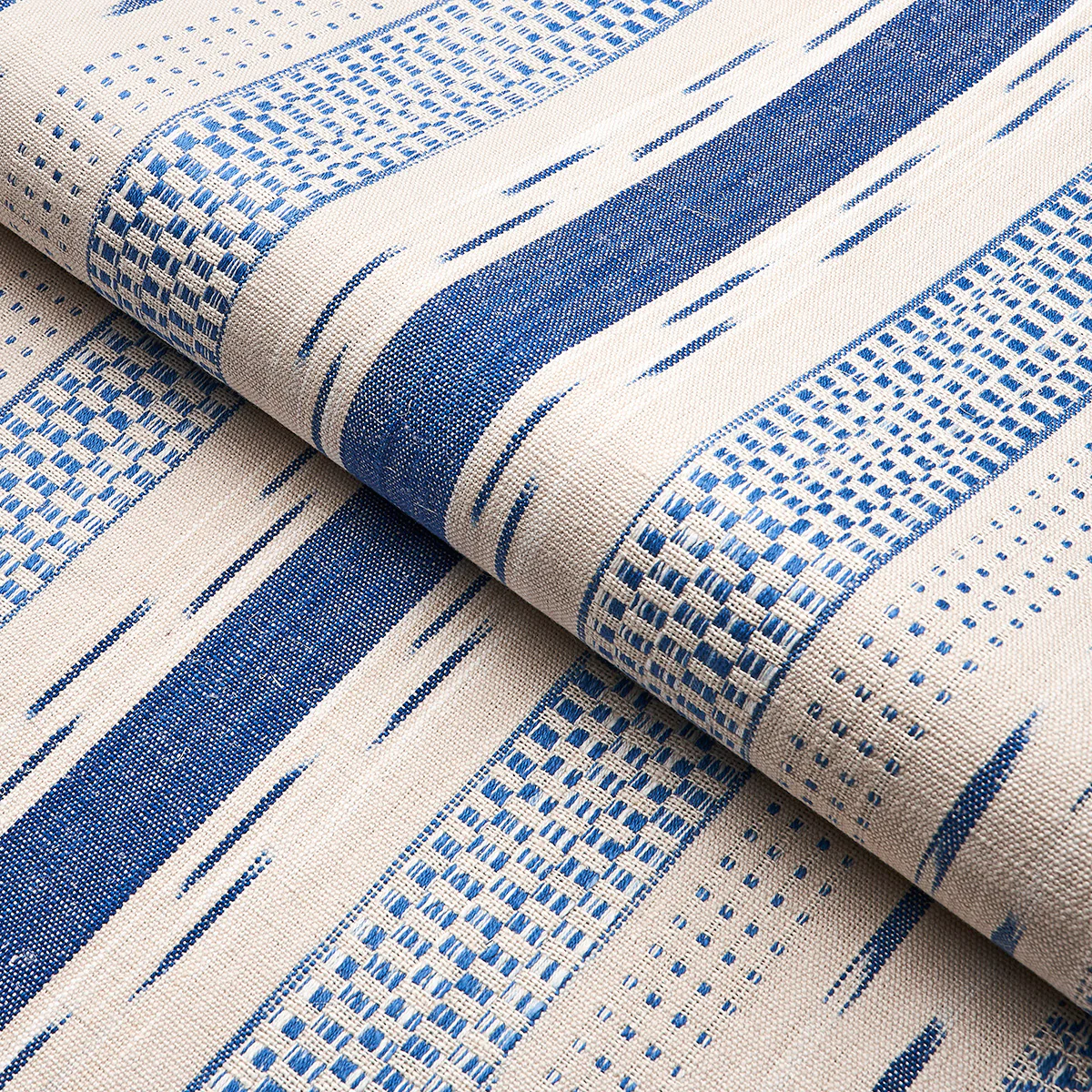 82110 | Mirza Ikat Stripe, Blue On Natural - Schumacher Fabric - Image 5