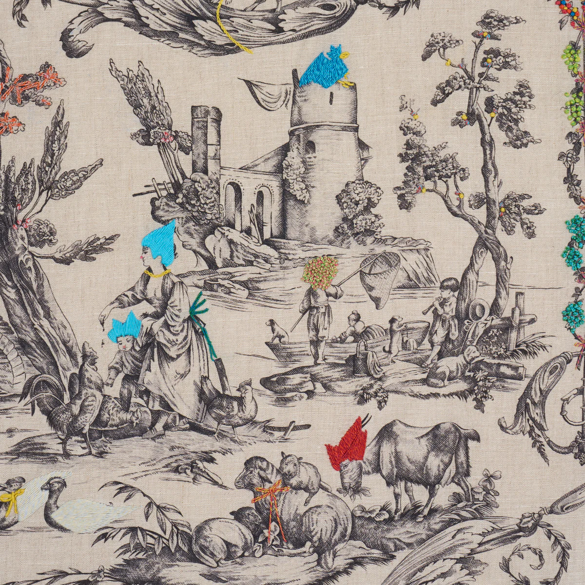 84520 | La Liberte Americaine Toile, Multiverse - Schumacher Fabric - Image 4