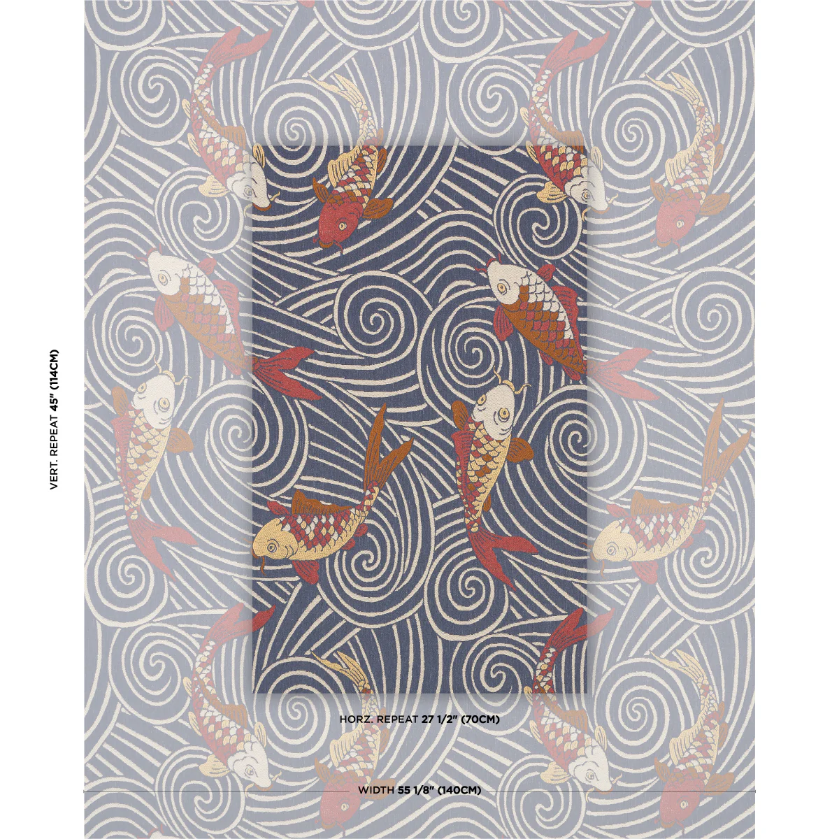 85591 | Koi Fish, Indigo - Schumacher Fabric - Image 2