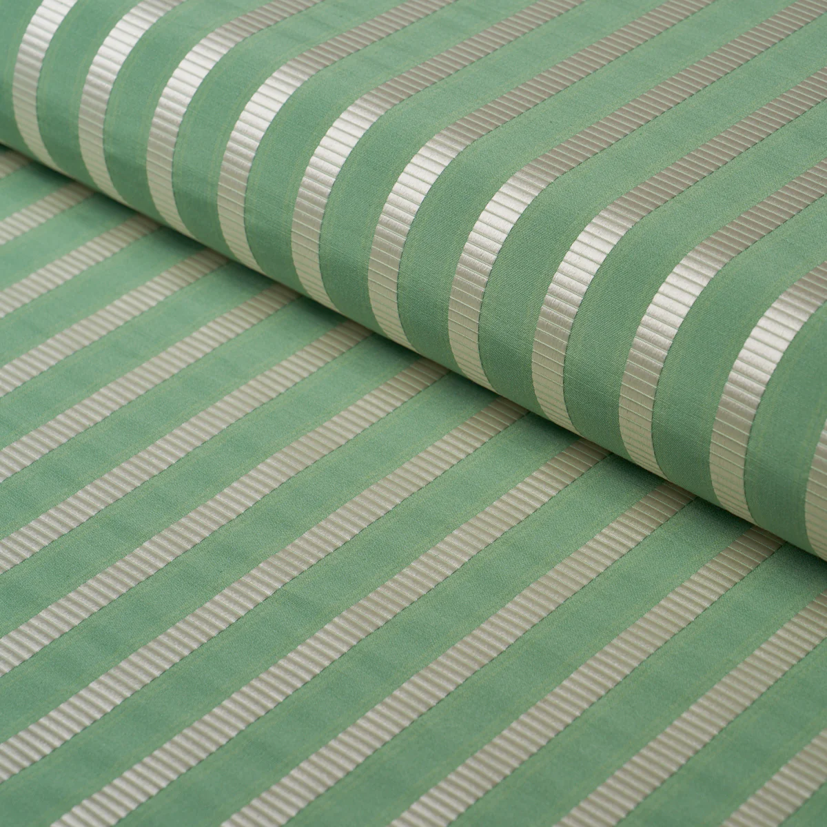 85762 | Lincoln Small Stripe, Green - Schumacher Fabric - Image 4
