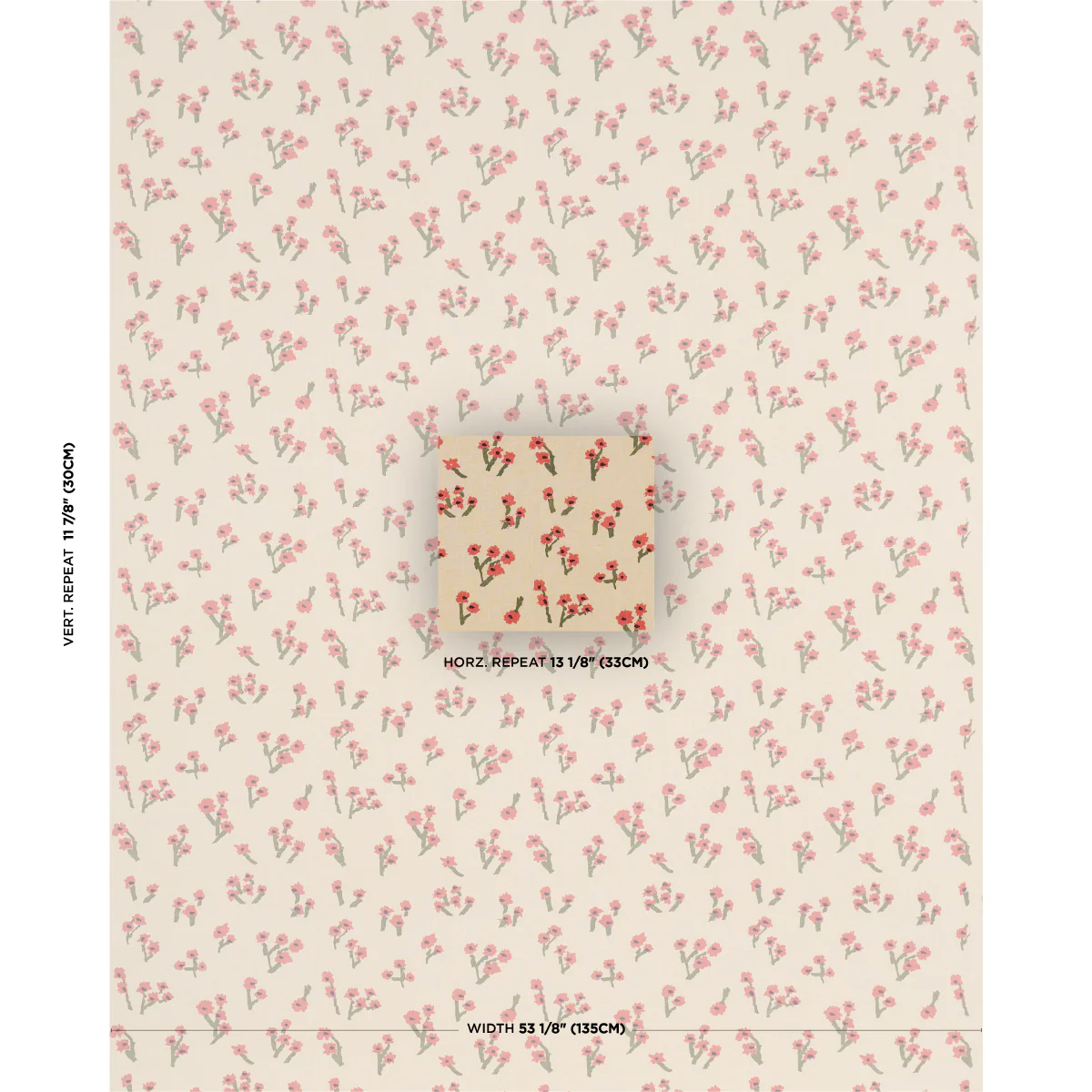 85901 | Rosie Posy, Red - Schumacher Fabric - Image 2