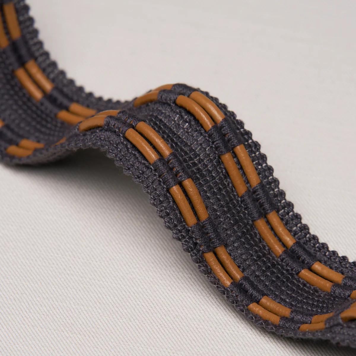 86381 | Leather Cord Tape, Charcoal - Schumacher Trim - Image 3