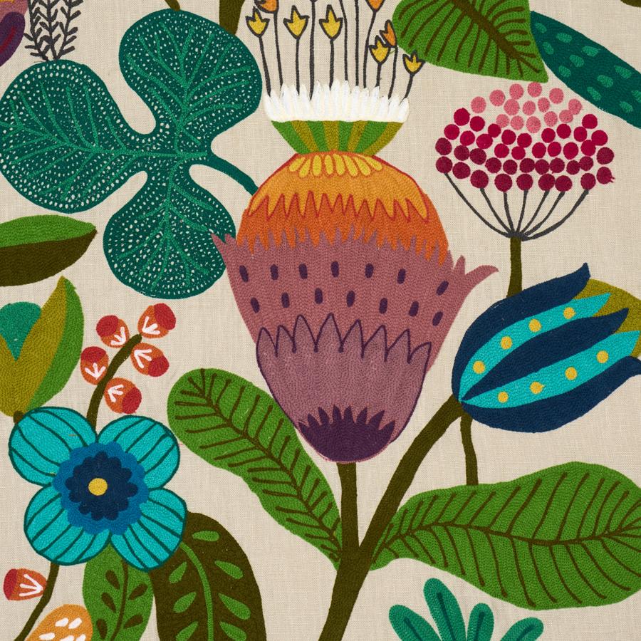 86570 | Modern Botanical Embroidery, Paradise - Schumacher Fabric - Image 3