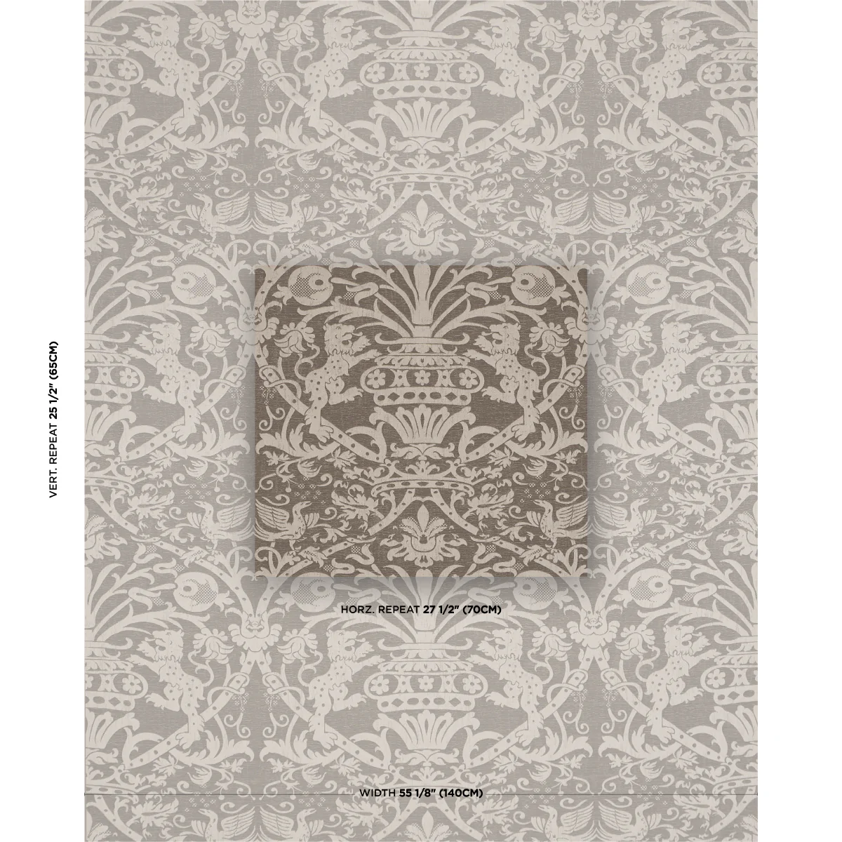 86590 | Dougal Damask, Smoke - Schumacher Fabric - Image 2