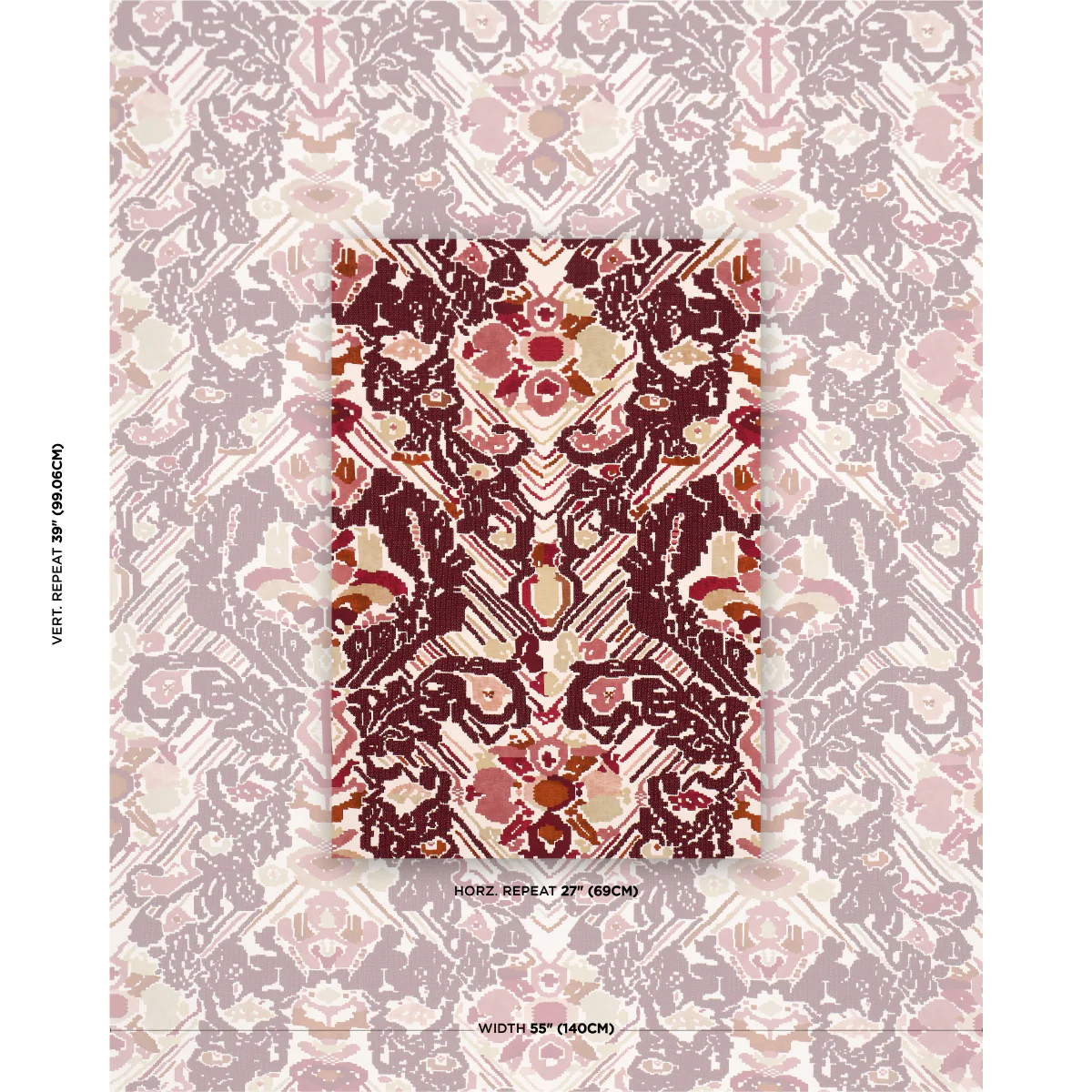 87551 | Reversible Digital Damask, Merlot - Schumacher Fabric - Image 3