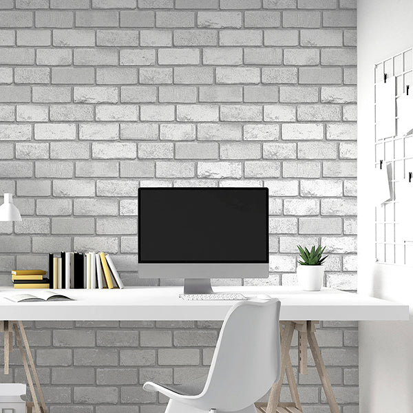 AH692201 | Arthouse, Myron Dove Metallic Brick - Brewster Wallpaper - Image 2