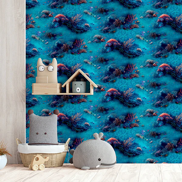 AH923808 | Arthouse, Orlena Blue Under The Sea - Brewster Wallpaper - Image 3