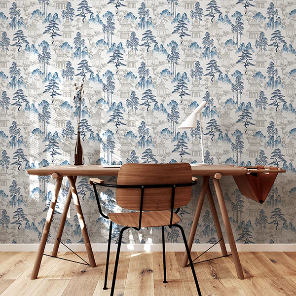 AH924803 | Arthouse, Akio Blue Pagoda - Brewster Wallpaper - Image 3