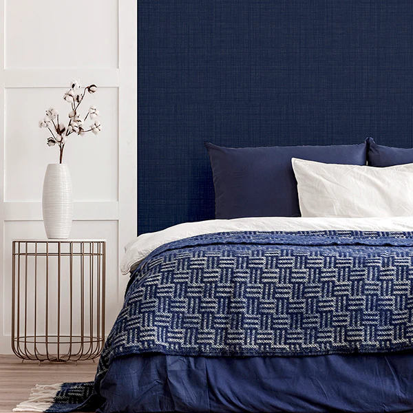 AH946002 | Arthouse, Rafe Navy Woven Texture - Brewster Wallpaper - Image 3