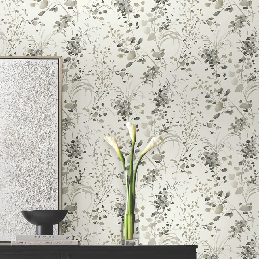 Df3342 | Decadence Ii, Spring Whispers Charcoal - Candice Olson Wallpaper - Image 3