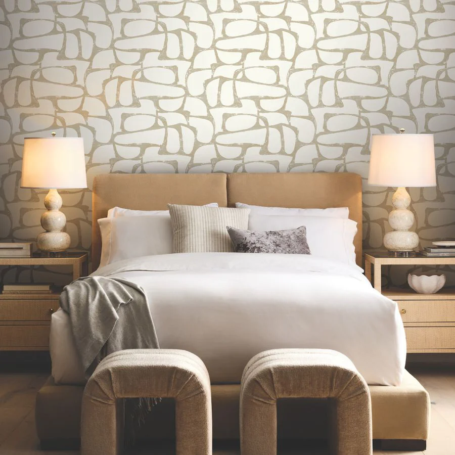 Df3351 | Decadence Ii, Craftsman Geometric White & Gold - Candice Olson Wallpaper - Image 2