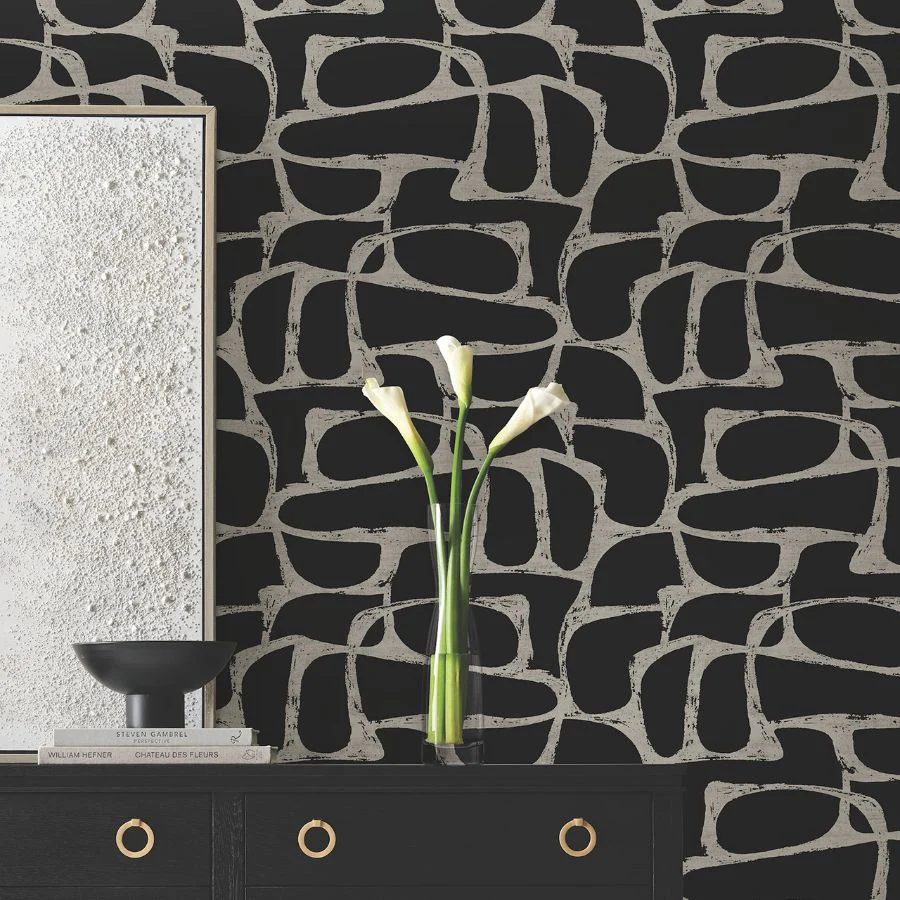 Df3352 | Decadence Ii, Craftsman Geometric Black - Candice Olson Wallpaper - Image 3