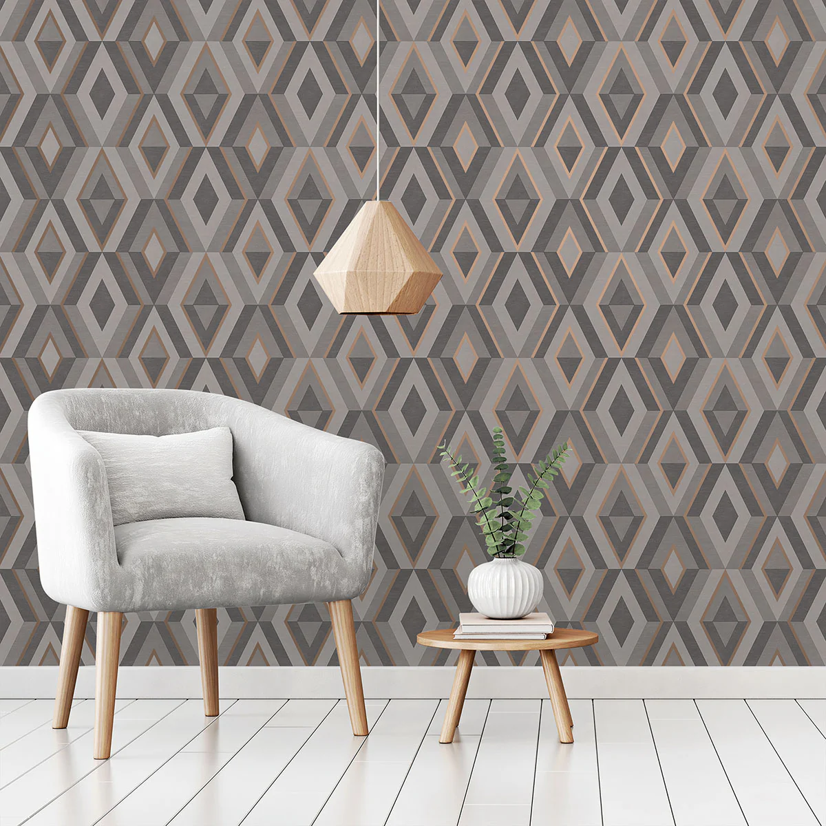 FD42607 | Medley, Shard Charcoal Geometric - Brewster Wallpaper - Image 3