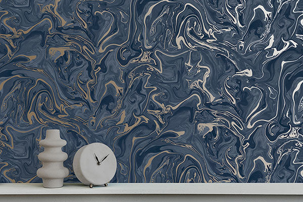 FD43055 | Medley, Suave Navy Marble - Brewster Wallpaper - Image 3