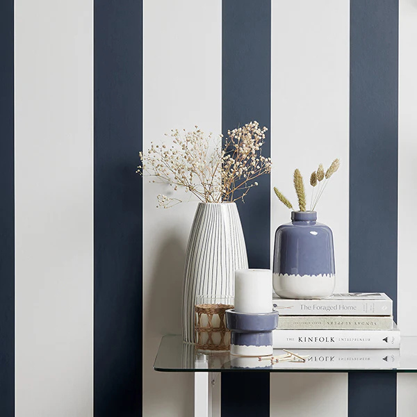 FD43782 | Medley, Tiago Blue Stripe - Brewster Wallpaper - Image 2