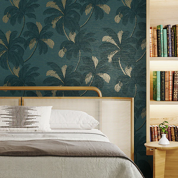 FD43789 | Medley, Jones Teal Palm Tree - Brewster Wallpaper - Image 3
