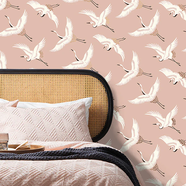 FD43792 | Medley, Cosette Blush Cranes - Brewster Wallpaper - Image 2