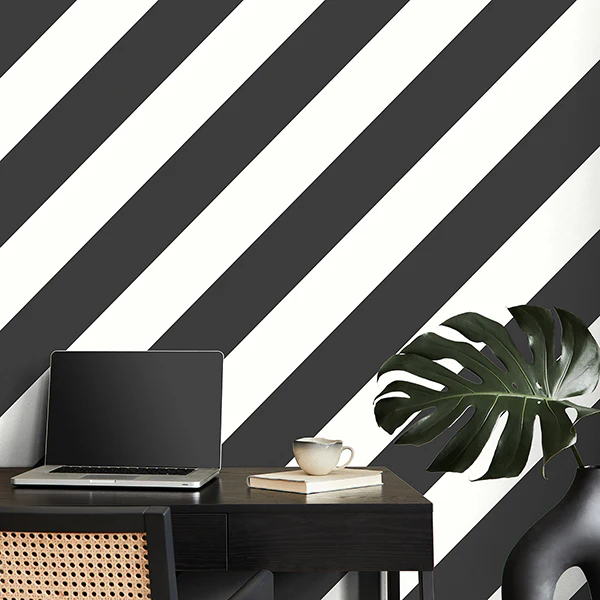 FD43804 | Medley, Zander Black Modern Diagonal - Brewster Wallpaper - Image 2