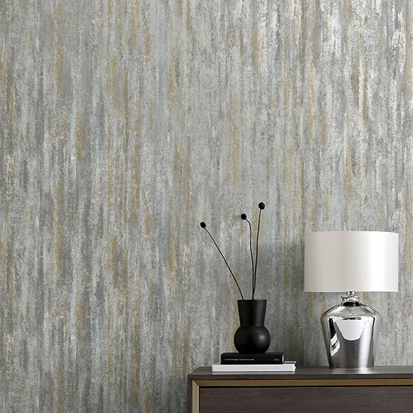 FD43811 | Medley, Belen Grey Textured Stripe - Brewster Wallpaper - Image 2