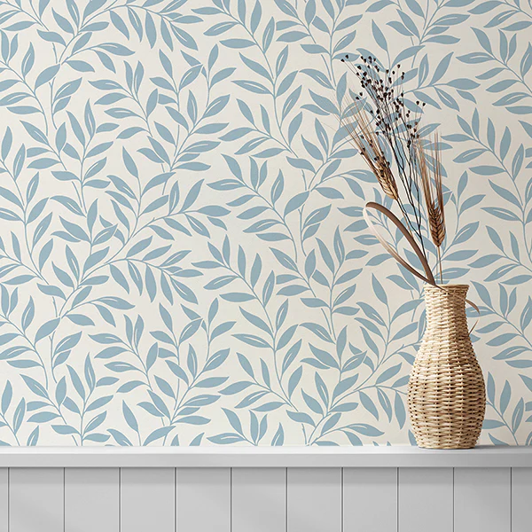 FD43838 | Medley, Marin Blue Leaf Trail - Brewster Wallpaper - Image 2