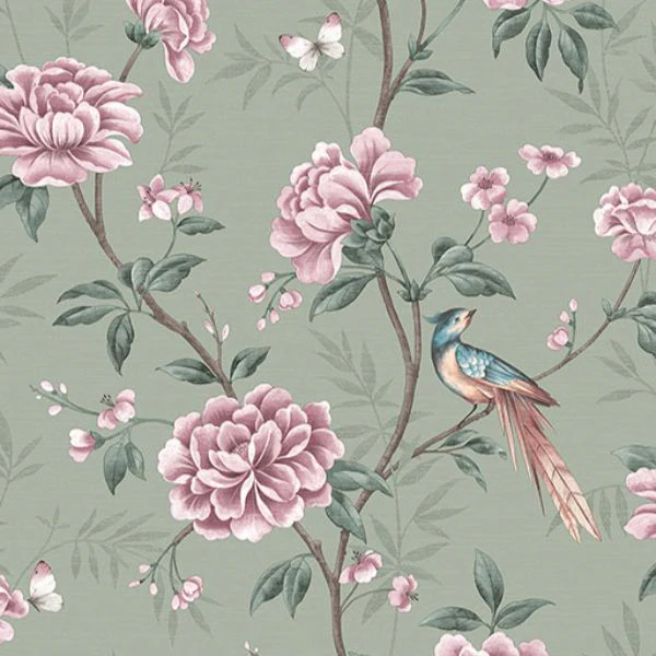 M1724 | Medley, Akina Sage Floral - Brewster Wallpaper