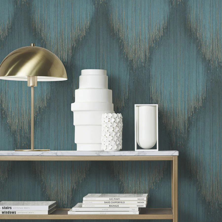 Ma35806 | Opulent Accents, Starfall Teal Metallic Ikat - Antonina Vella Wallpaper - Image 3