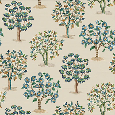 Ncw4590-02 | Honfleur Fener Grove Blue/Green - Nina Campbell Wallpaper