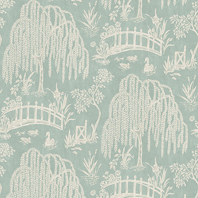 Ncw4595-02 | Honfleur Les Saules Aqua - Nina Campbell Wallpaper