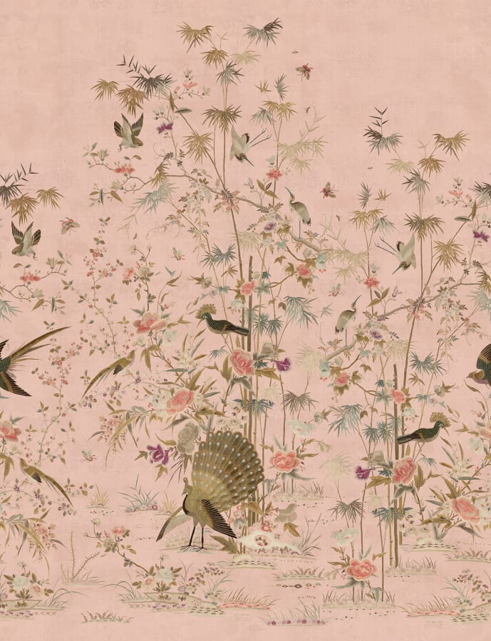 S10417 | Chinoiserie Garden, Pink - Sandberg Mural - Image 2
