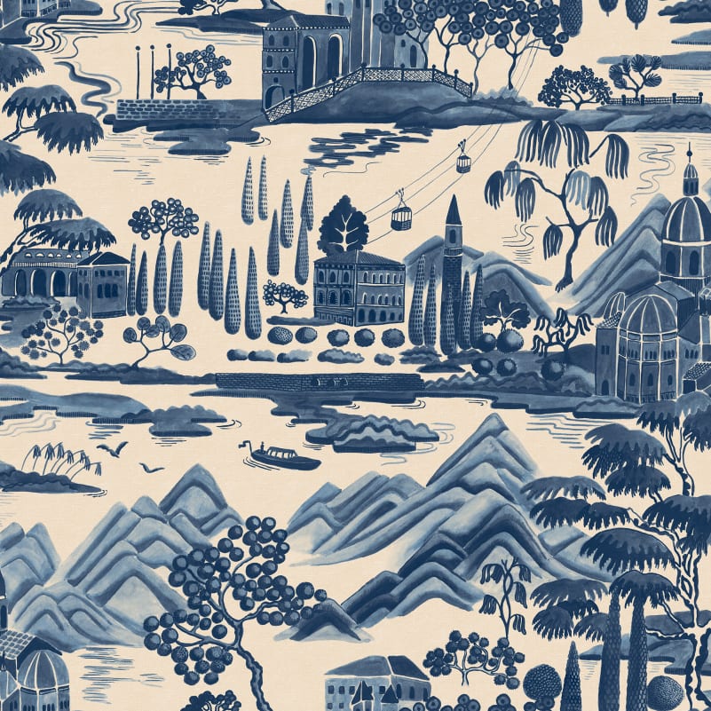 S10688 | Lake Como, Blue - Sandberg Wallpaper
