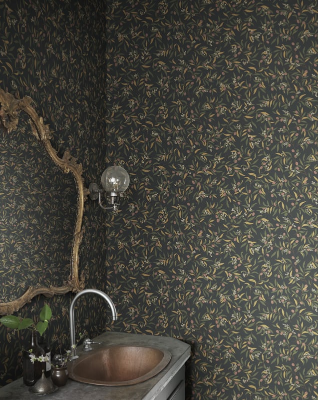 S10807 | Olivia, Charcoal - Sandberg Wallpaper - Image 2