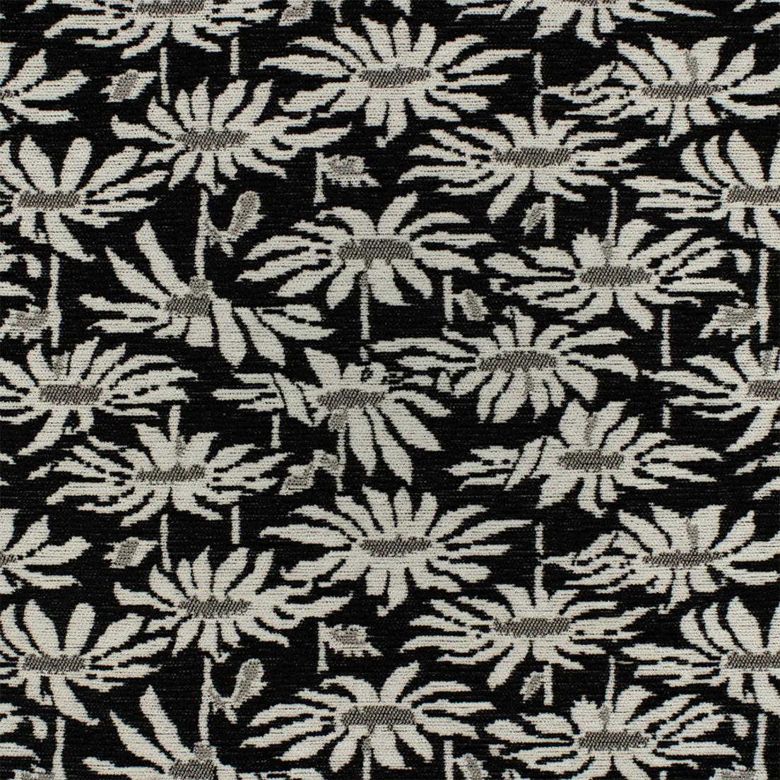 S7614 Noir | Floral, Black - Greenhouse Fabric