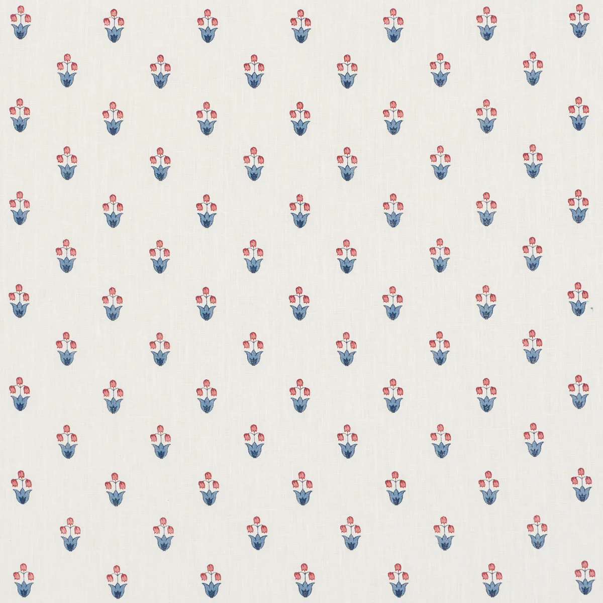 Sample - 182722 | Moira Hand Print, Blue & Red - Schumacher Fabric