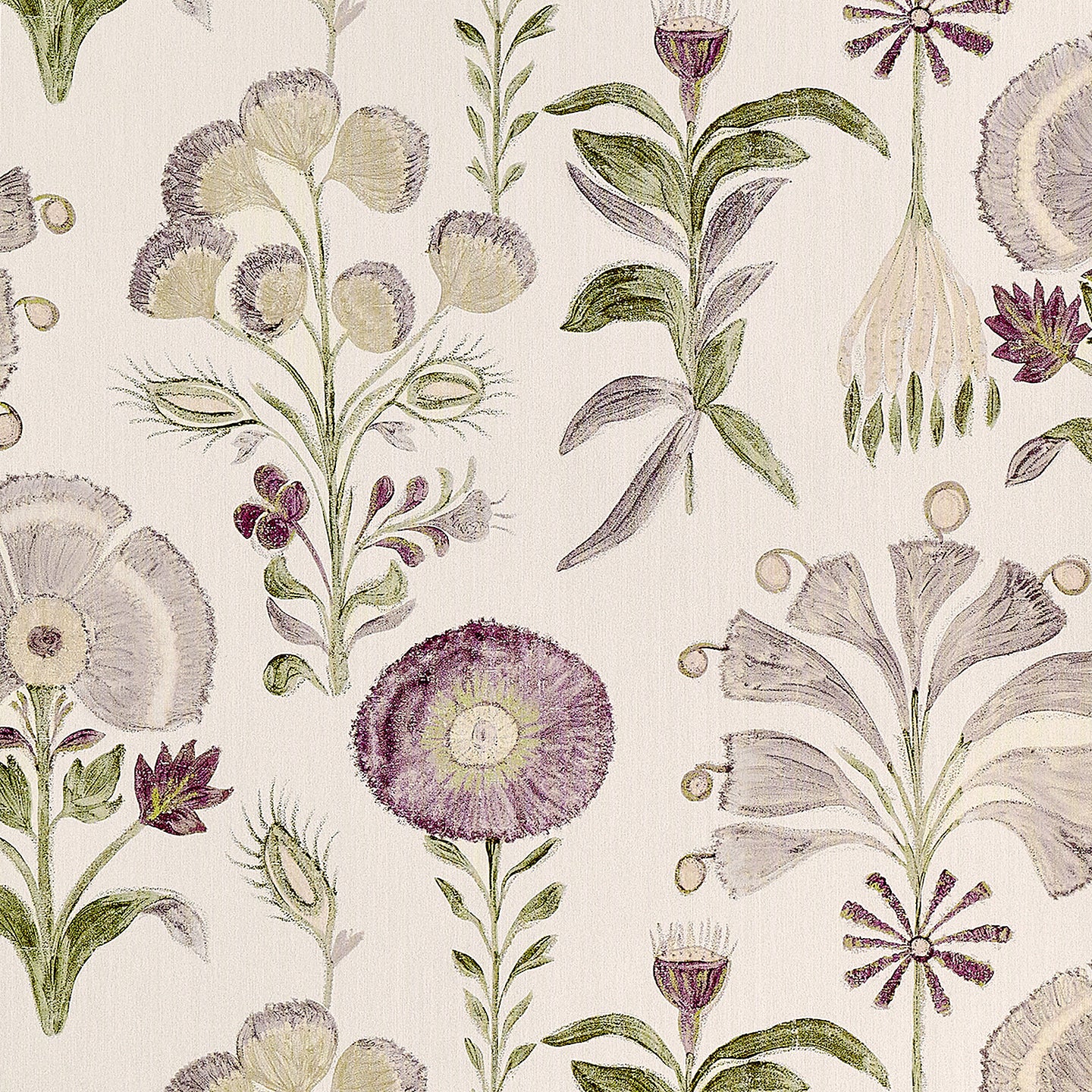 Sample - 40402 | Posy, Mauve Meadow on Sateen Club - Phillip Jeffries Wallpaper