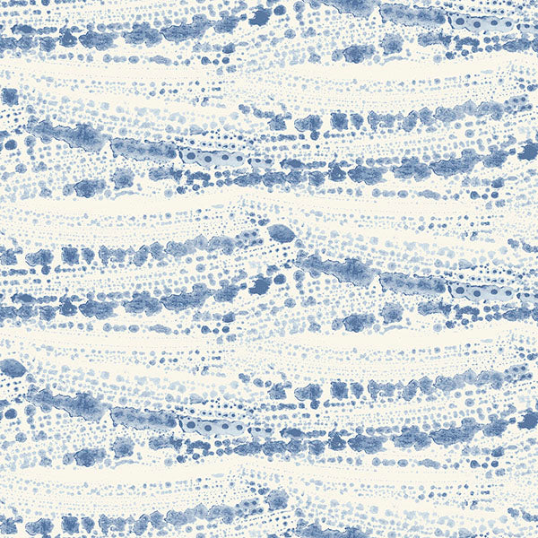 Sample - 4071-71046 Advantage Wallpaper, Rannell Navy Abstract Scallop Blue Heron